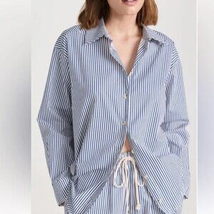 DONNI Pop Button Down Striped Shirt - Size Large